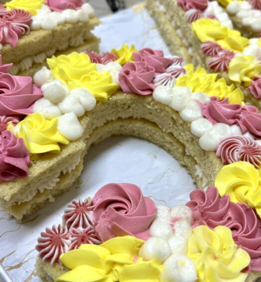 Yellow & Pink Number Cake