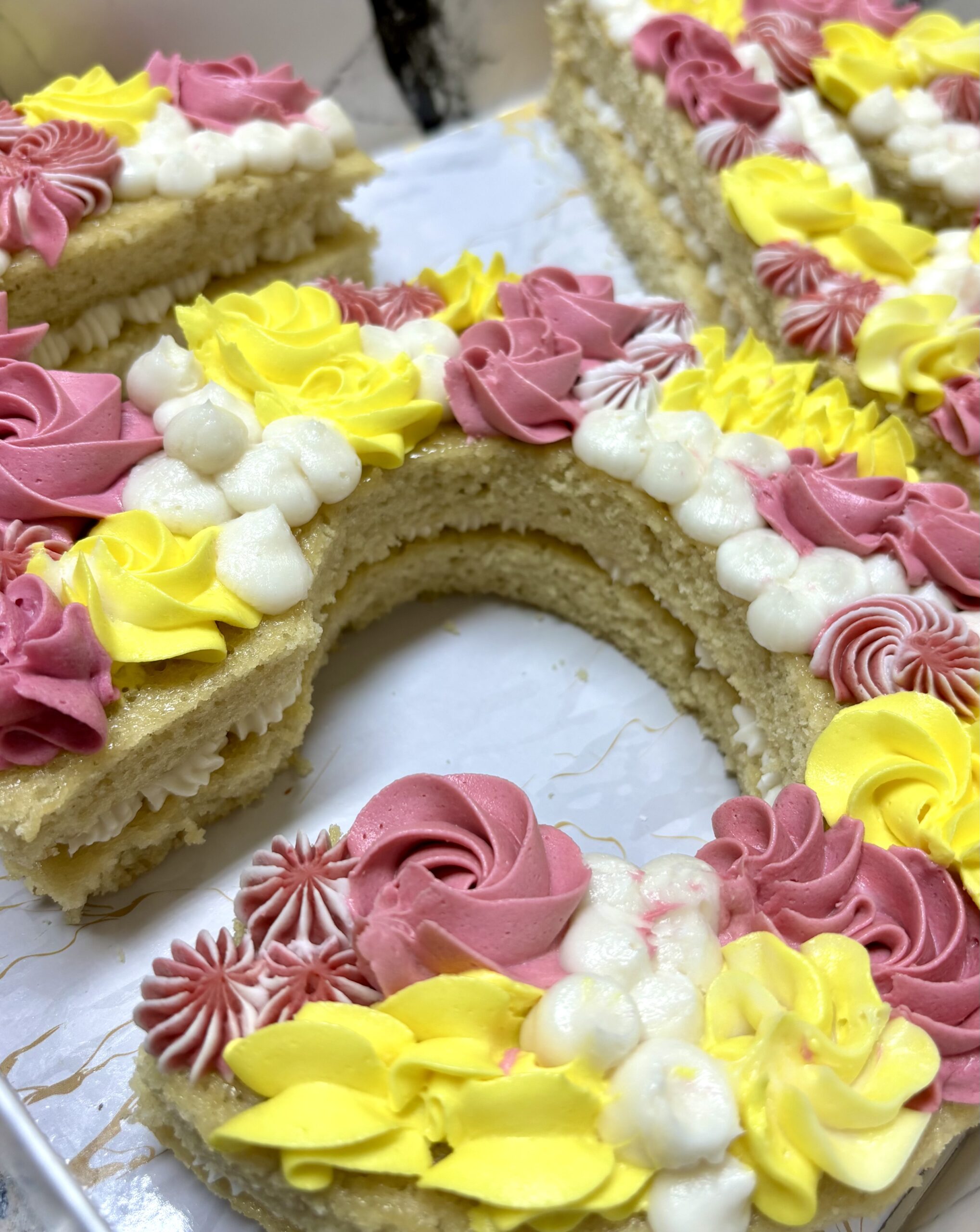 Yellow & Pink Number Cake